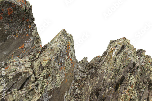 Large mountain rock on white background for designer