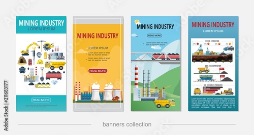 Flat Mining Industry Vertical Banners