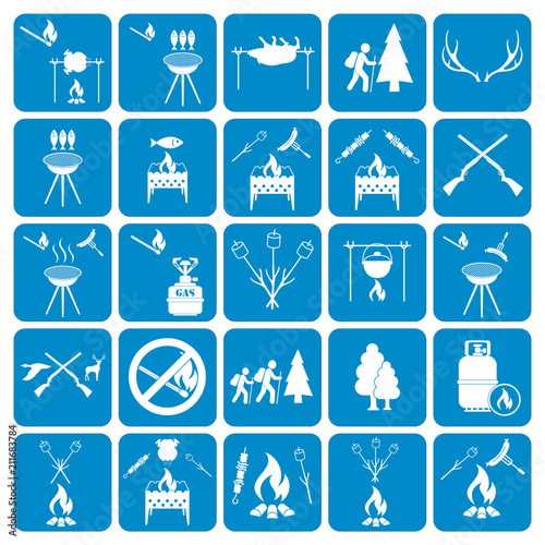 Wallpaper Mural Set of camping equipment icons Torontodigital.ca