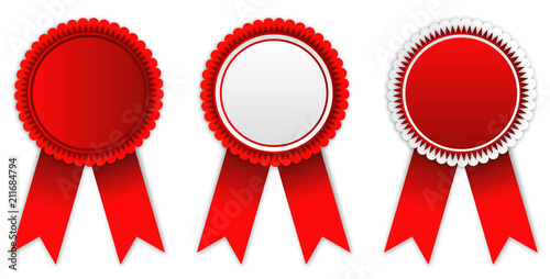 3 different red award badges