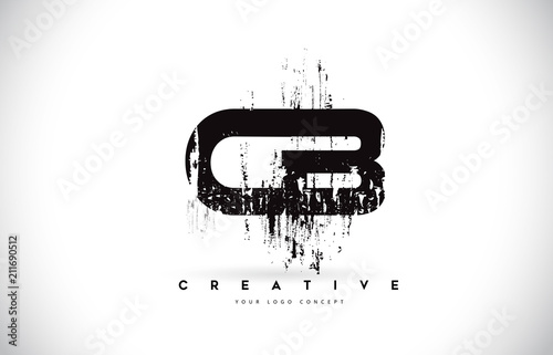 CB C B Grunge Brush Letter Logo Design in Black Colors Vector Illustration.
