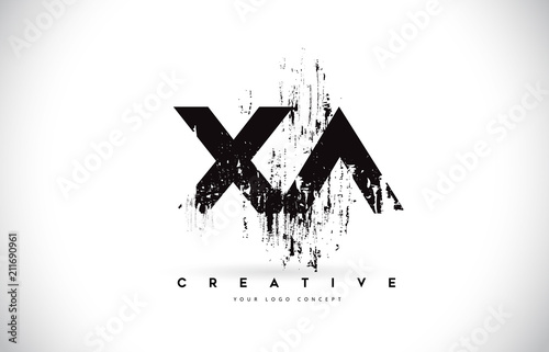 XA X A Grunge Brush Letter Logo Design in Black Colors Vector Illustration.