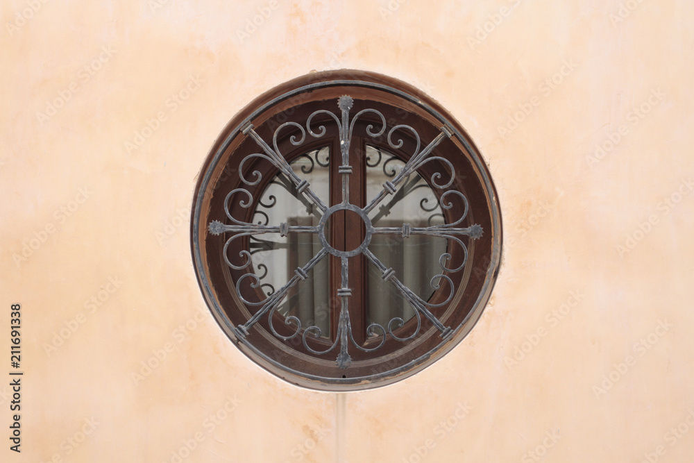 Round window on a wall
