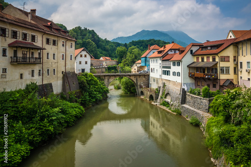 Capuchin bridge in the old town in Skofja Loka, Slovenia © Artur Bociarski