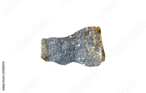 The mineral Galena on a white background
