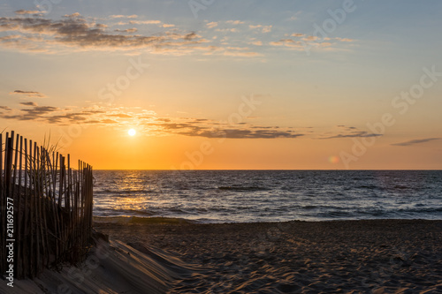 Orange beach sunset or sunrise