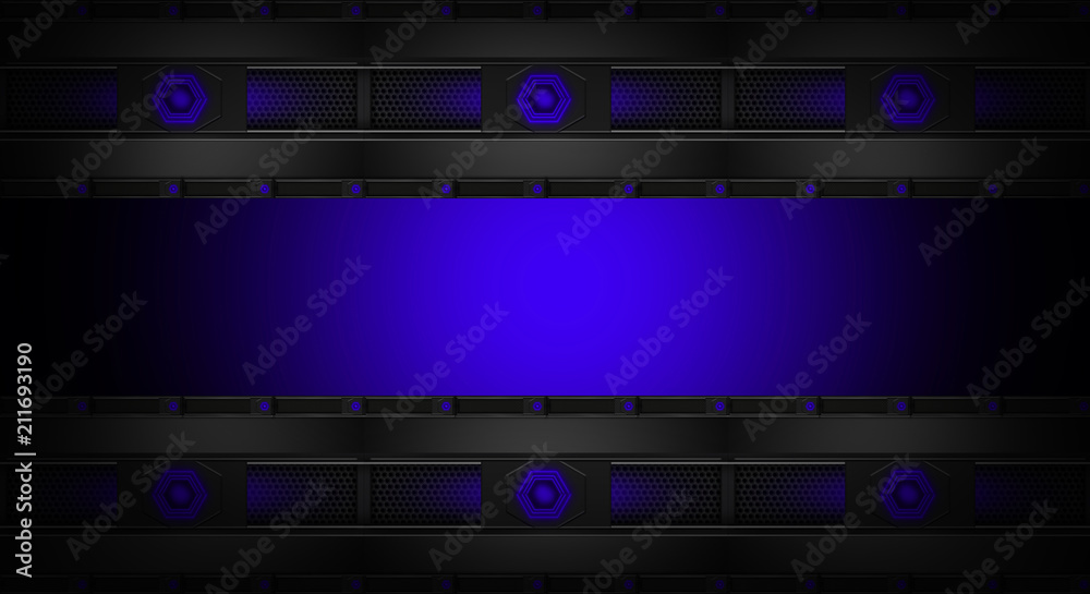 Black background and button, backlight neon