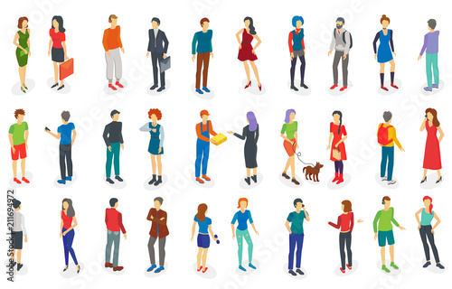 Isometric different people set isolated vector illustration. © lembergvector