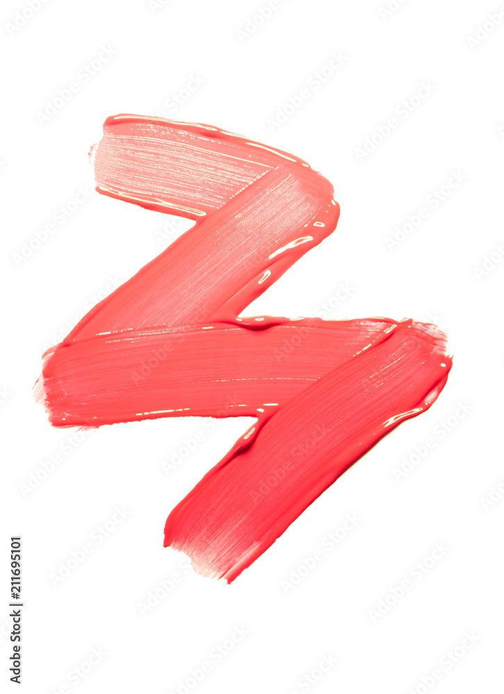 Lipstick smudge isolated white background Lipstick smudge isolated white background