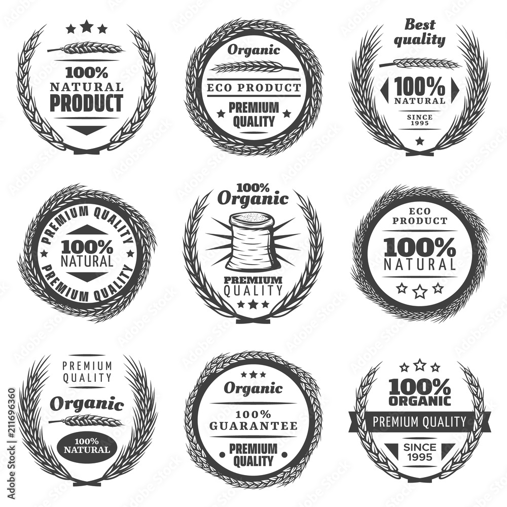 Fototapeta premium Vintage Premium Cereal Products Labels Set