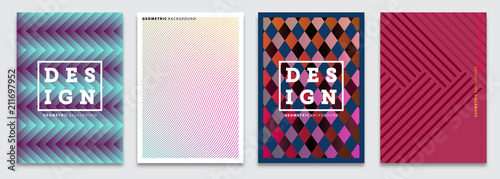 Cover templates set, vector geometric abstract background. Flyer, presentation, brochure, banner, poster design.
