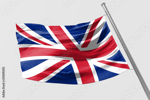 Isolated United Kingdom Flag waving 3d Realistic United Kingdom fabric photo