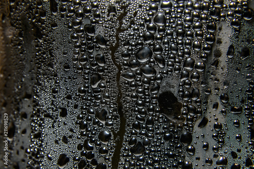 Water droplets on a coke bottle