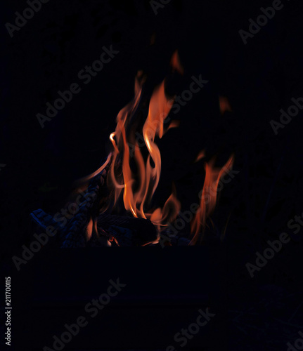 flame on a black background