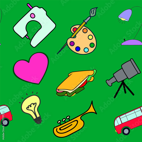 Seamless pattern about different  hobbies