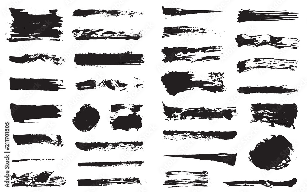 Big Set of Vector Black Pen Ink Brush Strokes. Grunge Ink Brush Stroke. Dirty Brush Stroke. Big Set of Vector Black Pen Ink Brush Strokes. Grunge Ink Brush Stroke. Dirty Brush Stroke.