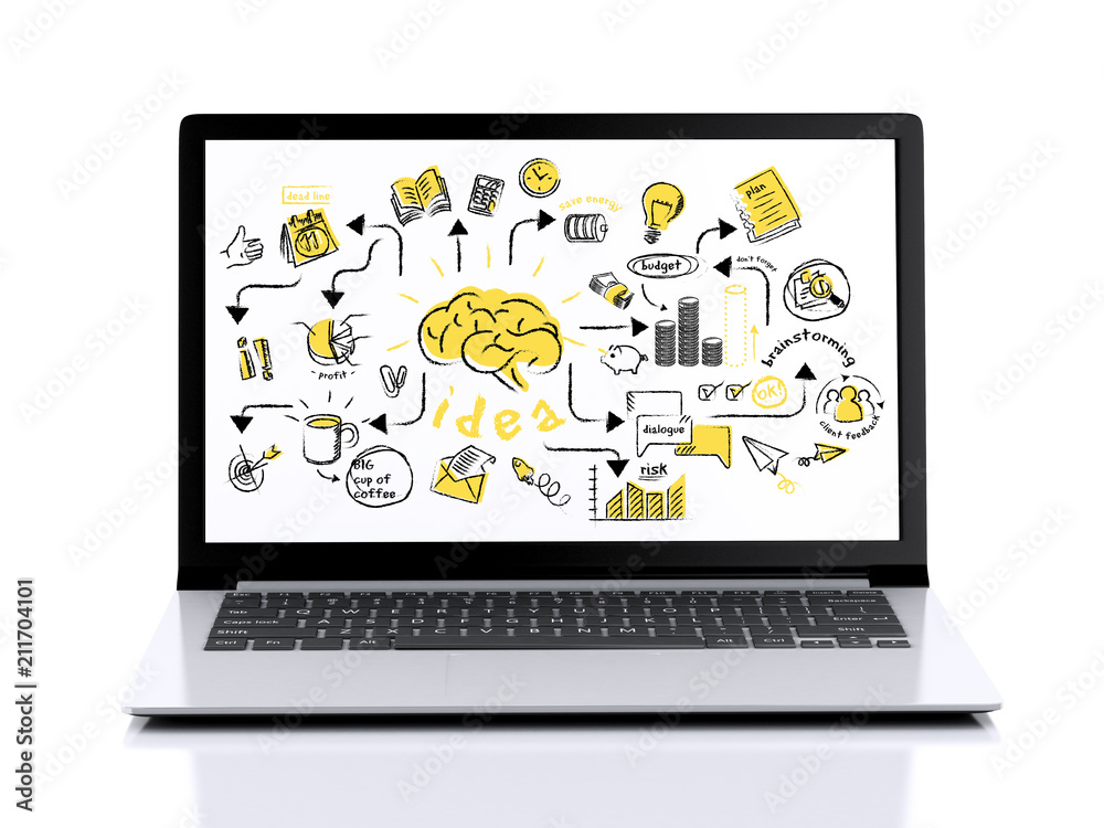 Modern Laptop with white screen. 3d illustration Modern Laptop with white screen. 3d illustration