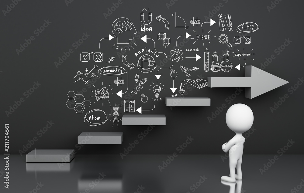 3d White people standing drawing graduation sketch 3d White people standing drawing graduation sketch