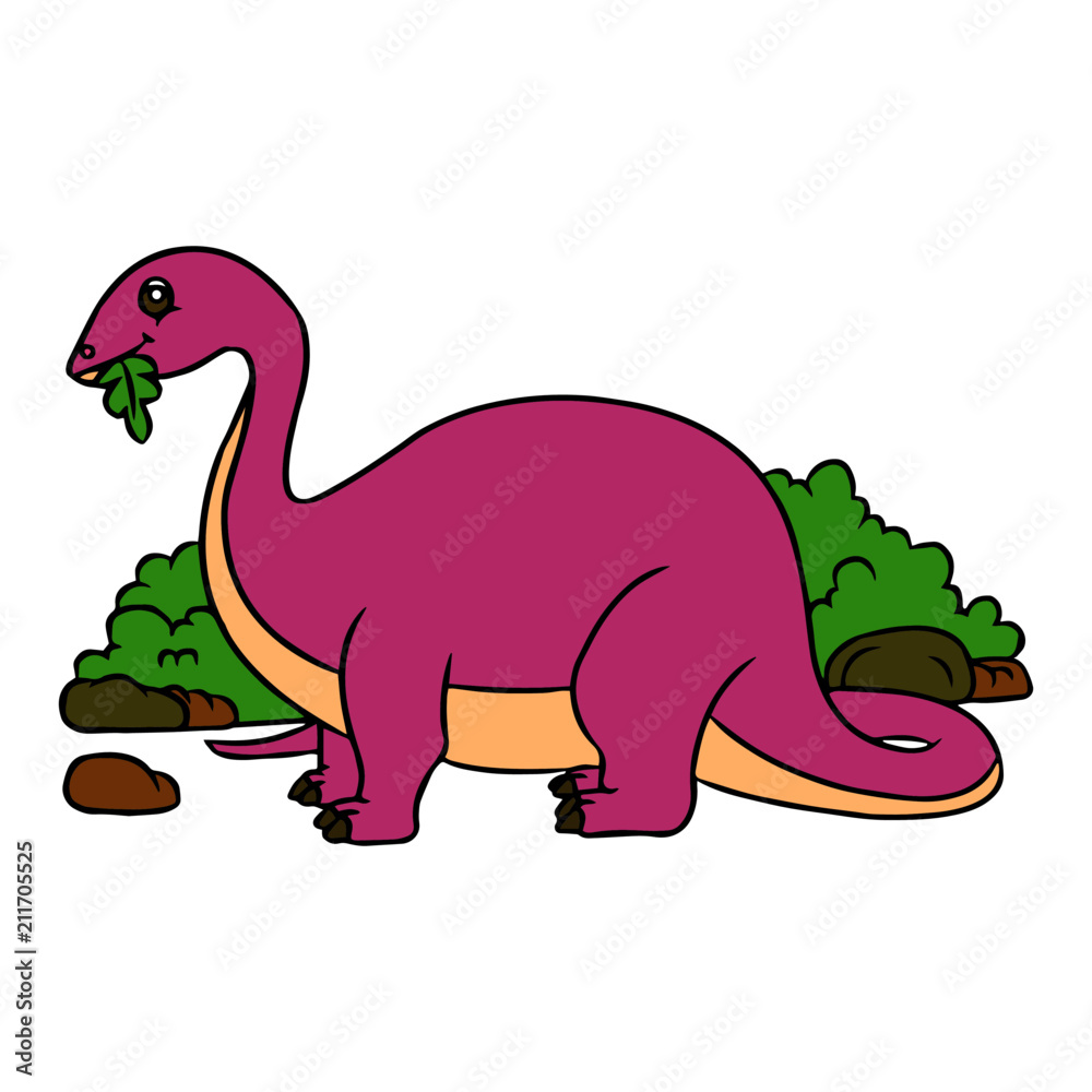 Diplodocus cartoon illustration isolated on white background for children color book