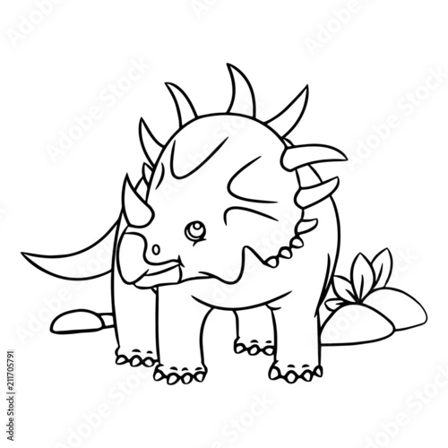 Triceratops cartoon illustration isolated on white background for children color book © Huy