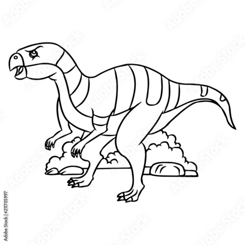 Velociraptor cartoon illustration isolated on white background for children color book © Huy
