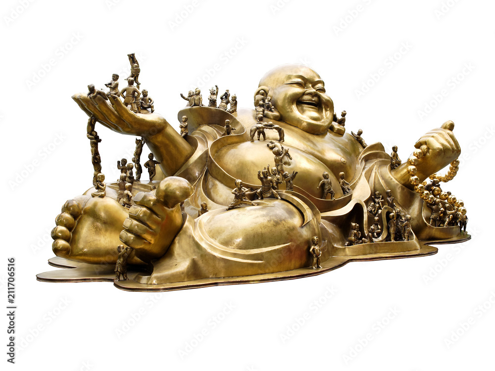 Golden buddha with people
