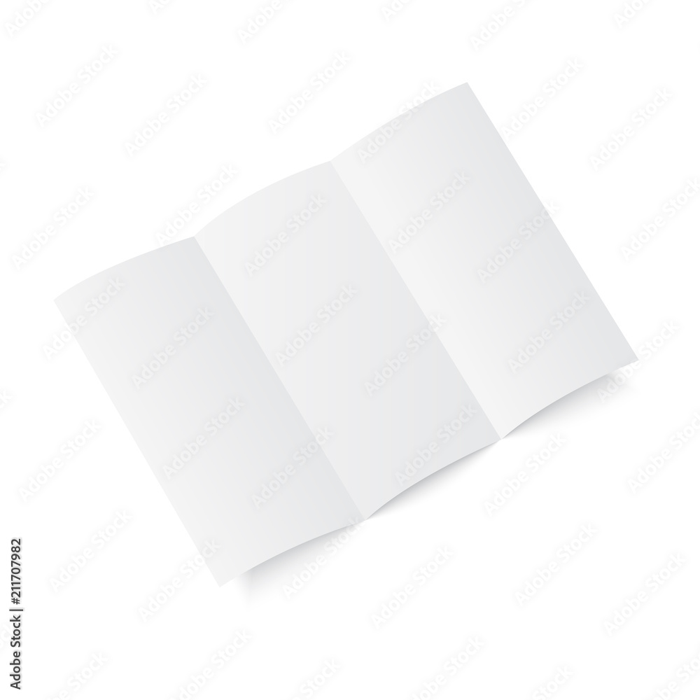 Blank three folded fold paper leaflet, flyer, broadsheet. Vector illustration. Blank three folded fold paper leaflet, flyer, broadsheet. Vector illustration.