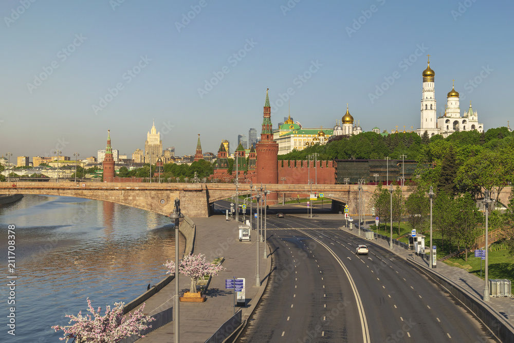 Moscow city skyline at Kremlin Palace Red Square and Moscow River, Moscow, Russia