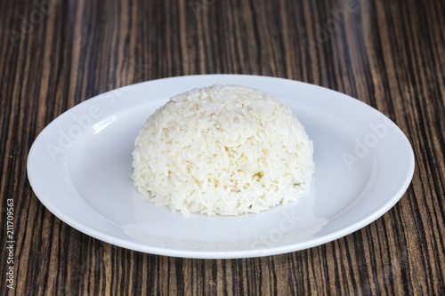 cooked rice is placed