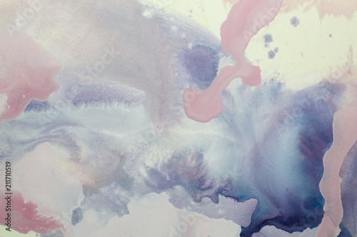 Pink, Purple, and Vanilla Cream Fluid Acrylic Abstract Art Contemporary Painting Background with Copy Space