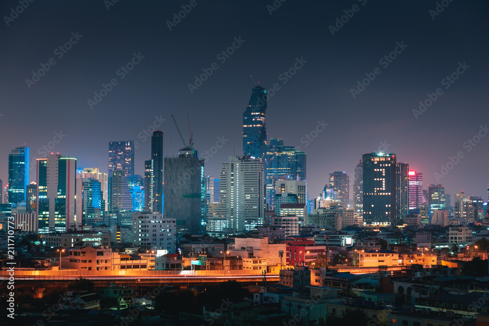 Cityscape of Bangkok city, Thailand, Night scene