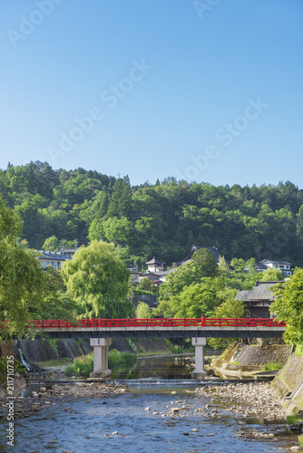 Nakabashi Bridge in historical city Takayama, Japan photo