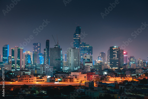 Cityscape of Bangkok city  Thailand  Night scene