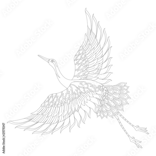 Red-crowned crane adult coloring page