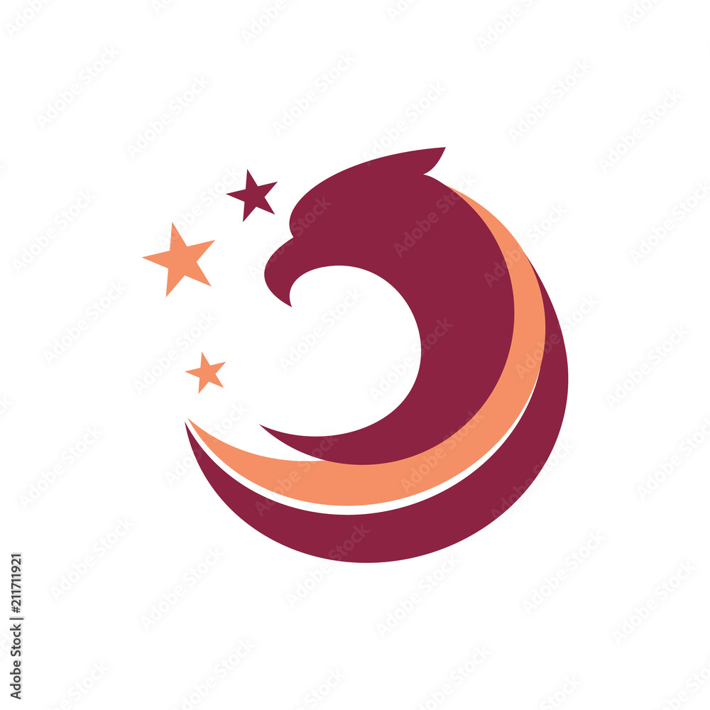 Simple Cool Eagle Hawk with Star Simple Cool Eagle Hawk with Star