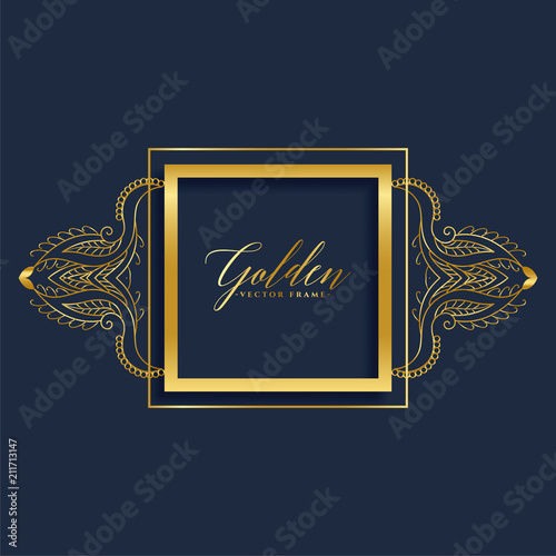 premium ornamental frame in golden style