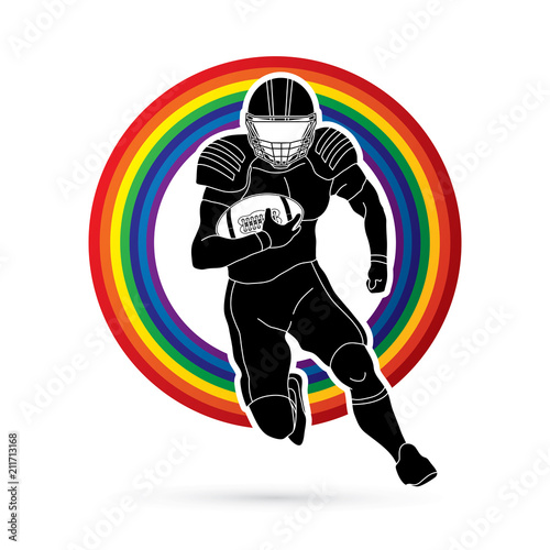American Football player action, sport concept graphic vector.