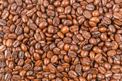 Coffee Beans Background. Close Up.