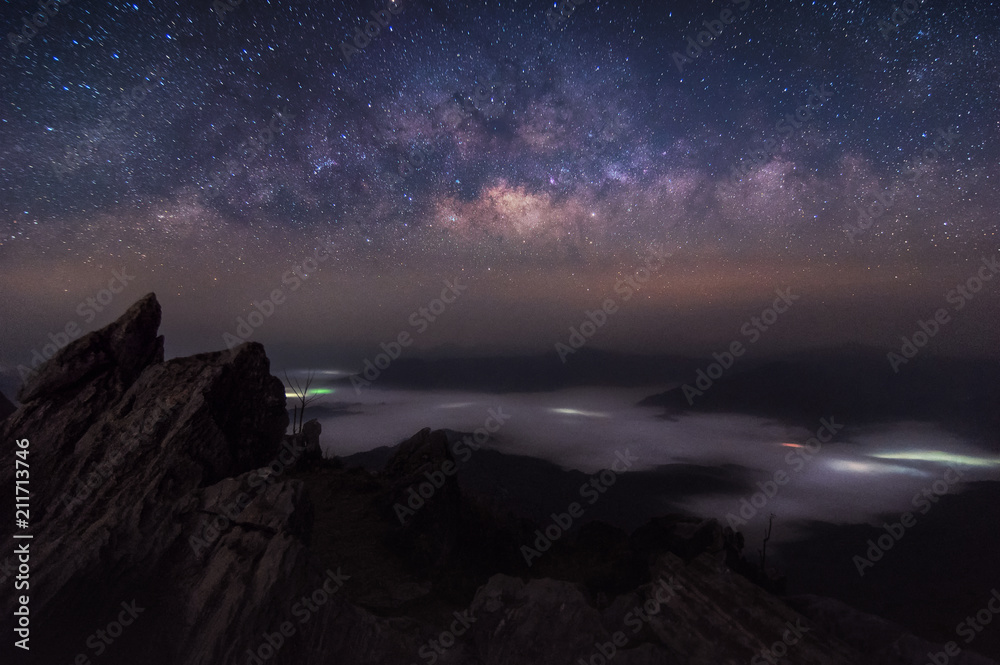 Milky Way Galaxy and Mountain landscape. Milky Way Galaxy and Mountain landscape.