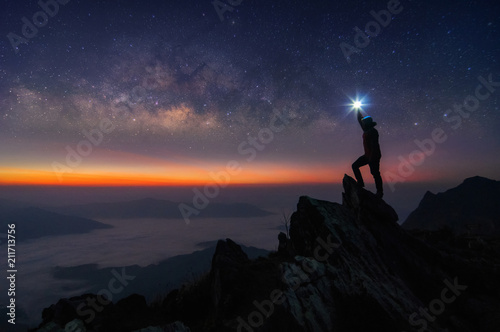 Leader and Milky Way Galaxy landscape.