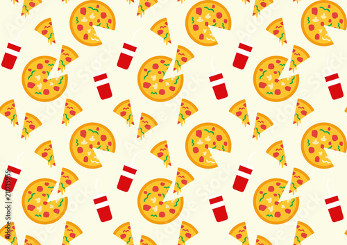 pizza and drink pattern background