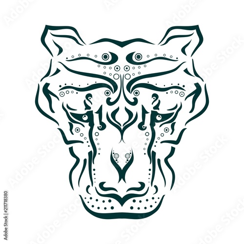 Fototapeta Naklejka Na Ścianę i Meble -  Ornamental tattoo cougar head. Abstract hand drawn style