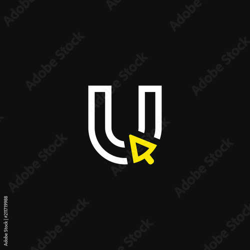 Minimal letter U logo template shape. Corporate branding identity with line logo elements vector graphic. Type Character Symbol Monogram Logotype design