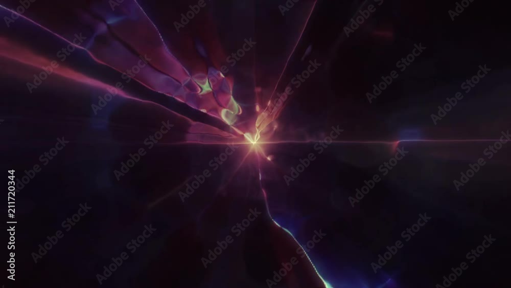 Flying into another dimension through a wormhole in time and space. A bright, high-energy and high-tech tunnel