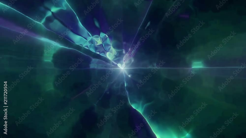 Flying into another dimension through a wormhole in time and space. A bright, high-energy and high-tech tunnel