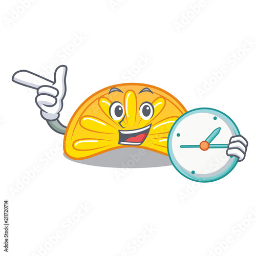 With clock orange jelly candy character cartoon
