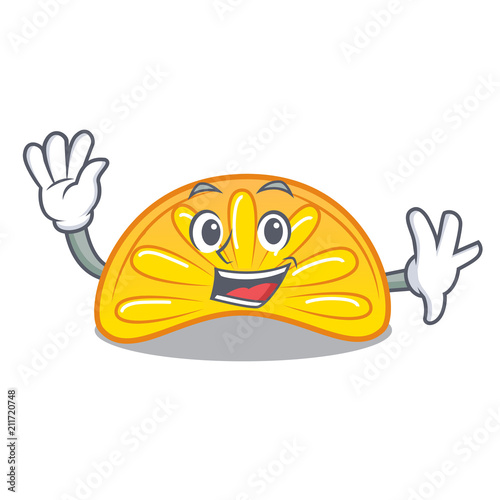Waving orange jelly candy character cartoon