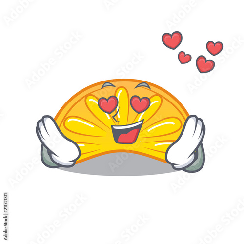 In love orange jelly candy mascot cartoon