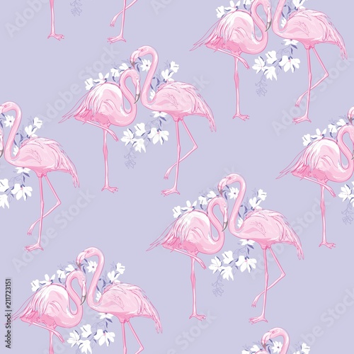 seamless flamingo pattern vector illustration