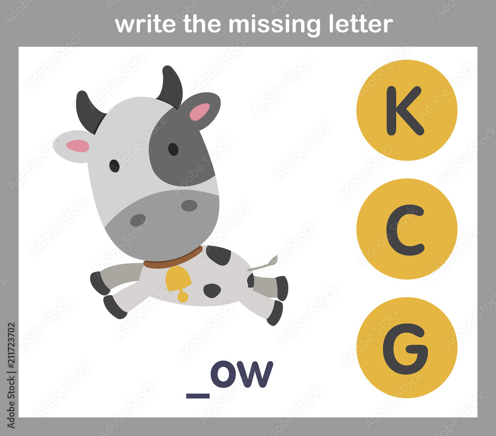 write the missing letter,illustration, vector write the missing letter,illustration, vector